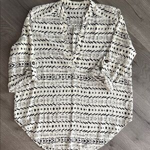 Black and White Lush Patterned Blouse